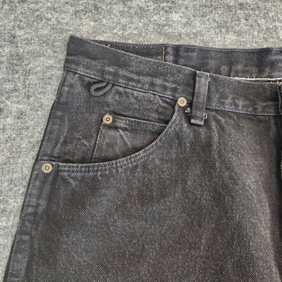 Vintage Wrangler Jeans Mens 34x31 Black Denim Straight Rugged Wear Work Made USA - Picture 3 of 13